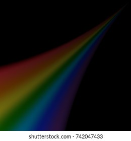 Rainbow icon. Shape rainbow isolated on black background. Colorful light and bright design element. Symbol of rain, sky, clear, nature. Flat simple graphic style Vector illustration