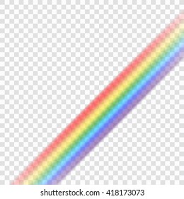 Rainbow icon. Shape line realistic, isolated on transparent background. Colorful light and bright design element for decorative. Symbol of rain, sky, clear, nature. Graphic object. Vector illustration
