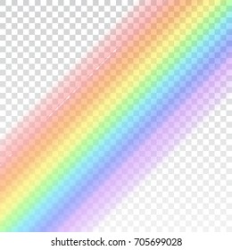 Rainbow icon. Shape realistic isolated on white transparent background. Colorful light and bright design element. Symbol of rain, sky, clear, nature. Graphic object Vector illustration