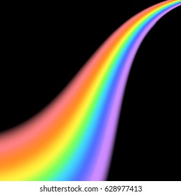 Rainbow icon. Shape wave isolated on black background. Colorful light and bright design element. Symbol of rain, sky, clear, nature. Flat simple graphic style Vector illustration