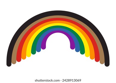 Rainbow icon symbol with black and brown LGBTQ. Flat vector illustration