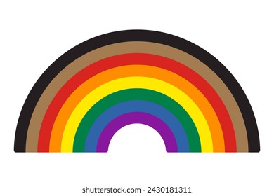 Rainbow icon symbol with black and brown LGBTQ. Flat vector illustration