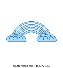 Rainbow Icon. Thin Line With Blue Fill Design. Vector Illustration.