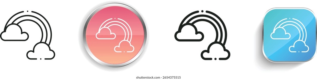 ícone do arco-íris. Design fino, linear, regular e estilo botão isolado no fundo branco