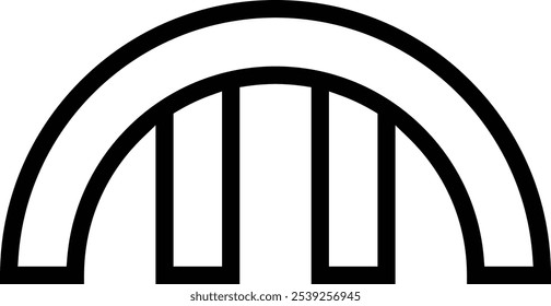 Regenbogen-Symbol. Dünnes lineares Design einzeln auf weißem Hintergrund