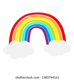 Rainbow icon. Two clouds in the sky. Colorful line set. Cloud shape. Cute cartoon kawaii kids clip art. Greeting card. LGBT community. Gay flag symbol. Flat design White background Vector illustration