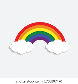 Rainbow  icon  vector with clouds