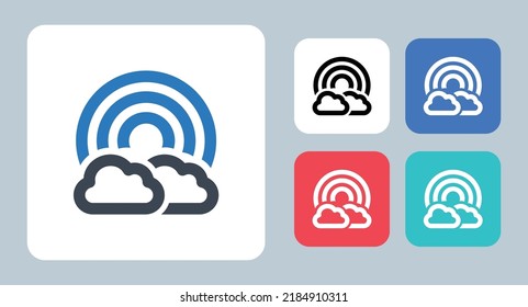 Rainbow icon - vector illustration . Rainbow, Clouds, Weather, Rain, Bow, Colorful, Cloud, sky, line, outline, flat, icons .