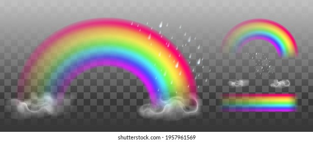 Rainbow icon, vector illustration on transparent background, realistic rainbow light, colorful image.