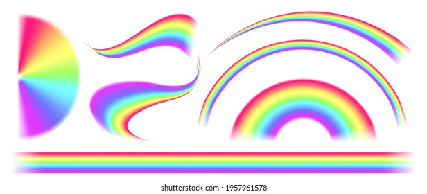 Rainbow icon, vector illustration on transparent background, realistic rainbow light, colorful image.