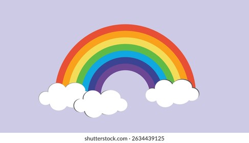 Rainbow icon vector illustration, Set of rainbow symbol, VIBGYOR colour pattern, Rainbow icon on white background, abstract multi colour  Rainbow design with clouds isolated.