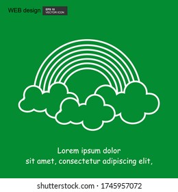 Signo vectorial de icono arco iris aislado en fondo verde. Color de la plantilla de símbolo de arco iris editable