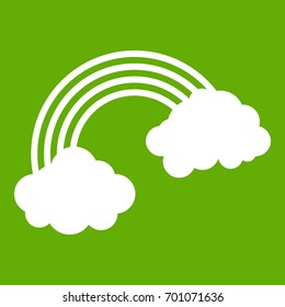 Rainbow icon white isolated on green background. Vector illustration