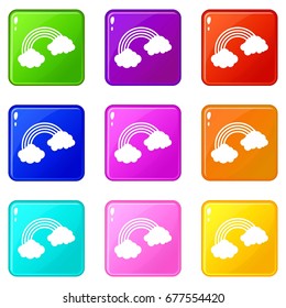 Rainbow icons of 9 color set isolated vector illustration