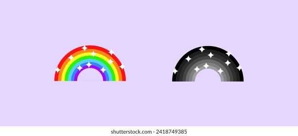 Rainbow icons. Rainbow design. Flat style. Vector icons