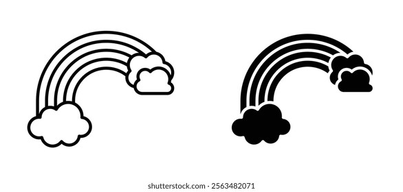 Rainbow icons in outline and fill. vector illustration for ui.
