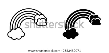 Rainbow icons in outline and fill. vector illustration for ui.