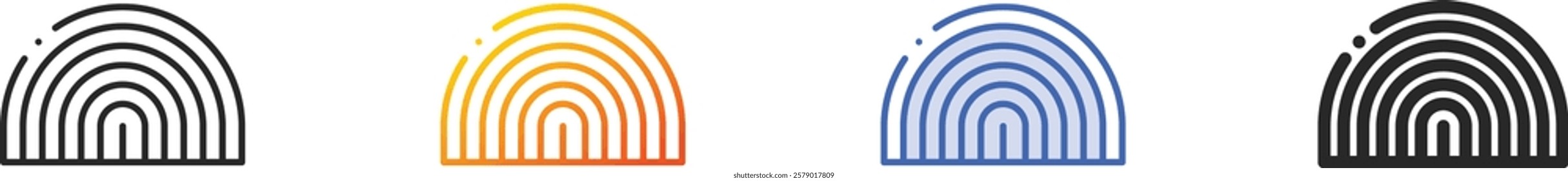 rainbow icon.Thin Linear, Gradient, Blue Stroke and bold Style Design Isolated On White Background