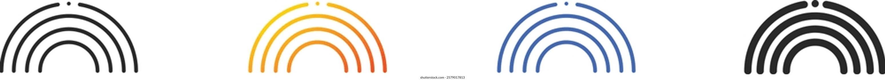 rainbow icon.Thin Linear, Gradient, Blue Stroke and bold Style Design Isolated On White Background