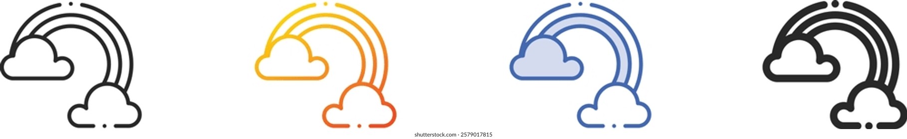 rainbow icon.Thin Linear, Gradient, Blue Stroke and bold Style Design Isolated On White Background