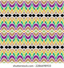 Rainbow ikat vector ~ seamless background.Tribal design for fashion,carpet, background, batik, wallpaper, clothing, wrapping, skirt.