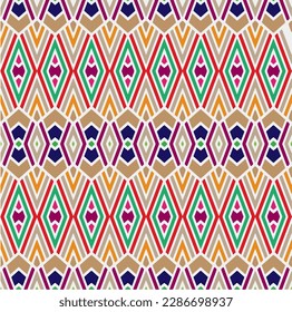 Rainbow ikat vector ~ seamless background.Tribal design for fashion,carpet, background, batik, wallpaper, clothing, wrapping, skirt.