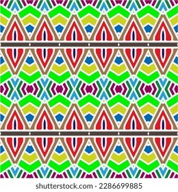 Rainbow ikat vector ~ seamless background.Tribal design for fashion,carpet, background, batik, wallpaper, clothing, wrapping, skirt.