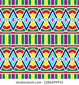 Rainbow ikat vector ~ seamless background.Tribal design for fashion,carpet, background, batik, wallpaper, clothing, wrapping, skirt.