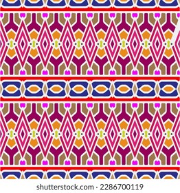 Rainbow ikat vector ~ seamless background.Tribal design for fashion,carpet, background, batik, wallpaper, clothing, wrapping, skirt.