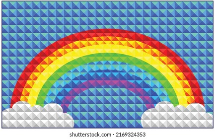 Rainbow illustration background using geometric triangle structure