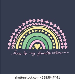 rainbow illustration. Be the change. Girl child tshirt pattern design. T shirt trendy