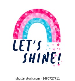 Rainbow illustration for girl print design vector.