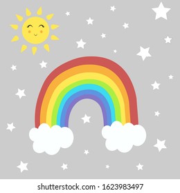  rainbow illustration pattern nursery kawaii