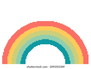 rainbow illustration with pixel theme on white background