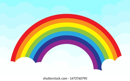 Rainbow images floating on the sky and clouds.