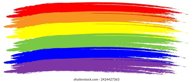 Rainbow. Imitation of watercolor. Bright vector illustration.Red, orange, yellow, green, blue, purple textured stripes. Gay pride LGBT flag.