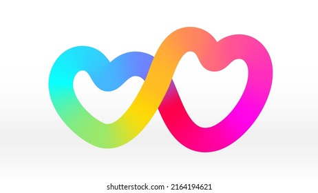 Rainbow infinite heart icon symbol love element background