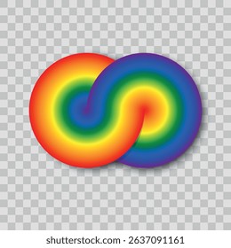 Rainbow infinity sign vector icon isolated on transparent background.