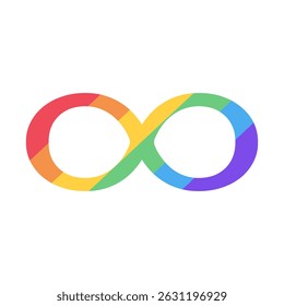 Regenbogen-Unendlichkeitssymbol LGBTQ. Vektorgrafik.