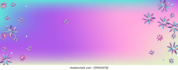 Inflorescencia Arcoiris Fondo Panorámico Azul De Lujo. Plantilla de Petal ligero. Feliz Volante Holográfico. Diseño de arte de flores de color.