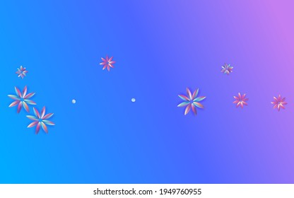 Fondo Azul Retro Inflorescencia Arcoiris. Tarjeta Hibiscus azul y rosa. Pancarta holográfica exótica. Patrón de fluido de flor de color.