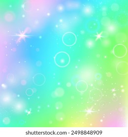 Rainbow Invitation. Green Fairy Background. Magic Gradient. Iridescent Sparkles Invite. Yellow Colorful Hologram. Blue Magical Pattern. Kawaii Glitter. Candy Rainbow Invitation.