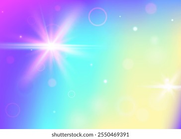 Rainbow Invitation. Pink Fairy Gradient. Kawaii Hologram. Holographic Mystical Mesh. Purple Magical Background. Blue Galaxy Pattern. Princess Texture. Cute Rainbow Invitation.