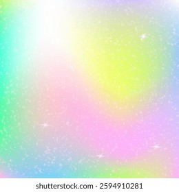 Rainbow Invitation. Purple Princess Background. Unicorn Pattern. Iridescent Cosmic Effect. Pink Mystical Gradient. Blue Universe Hologram. Magic Backdrop. Party Rainbow Invitation.