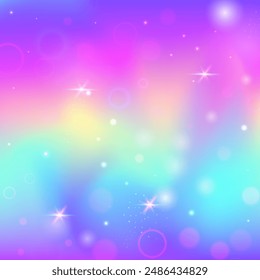 Invitación - Arco Iris. Degradado Princesa púrpura. Fondo mágico. Invitación cósmica de cuento de hadas. Holograma de Fantasía Rosa. Patrón místico azul. Kawaii Glitter. Invitación - Arco iris neón.