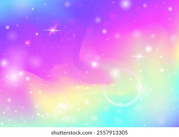 Rainbow Invitation. Purple Princess Gradient. Kawaii Pattern. Fairytale Mystical Invite. Pink Girlish Hologram. Lilac Colorful Background. Fairy Texture. Neon Rainbow Invitation.