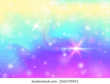 Rainbow Invitation. Purple Unicorn Hologram. Kawaii Gradient. Fairytale Girlish Effect. Pink Magical Background. Blue Cosmic Pattern. Girl Texture. Neon Rainbow Invitation.