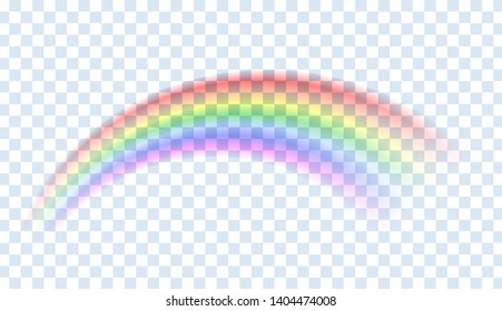 Rainbow isolated. Abstract vector image. Symbol of good luck and right path. Colorful weather element. Spectral gradient on the arc. Vector rainbow for overlaying on beautiful landscapes.