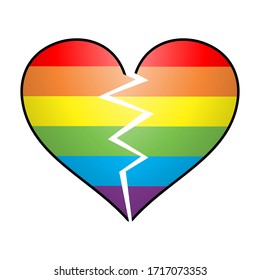 Rainbow, Isolated Broken Heart Emoji Vector