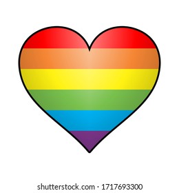 Rainbow, Isolated Heart Emoji Vector